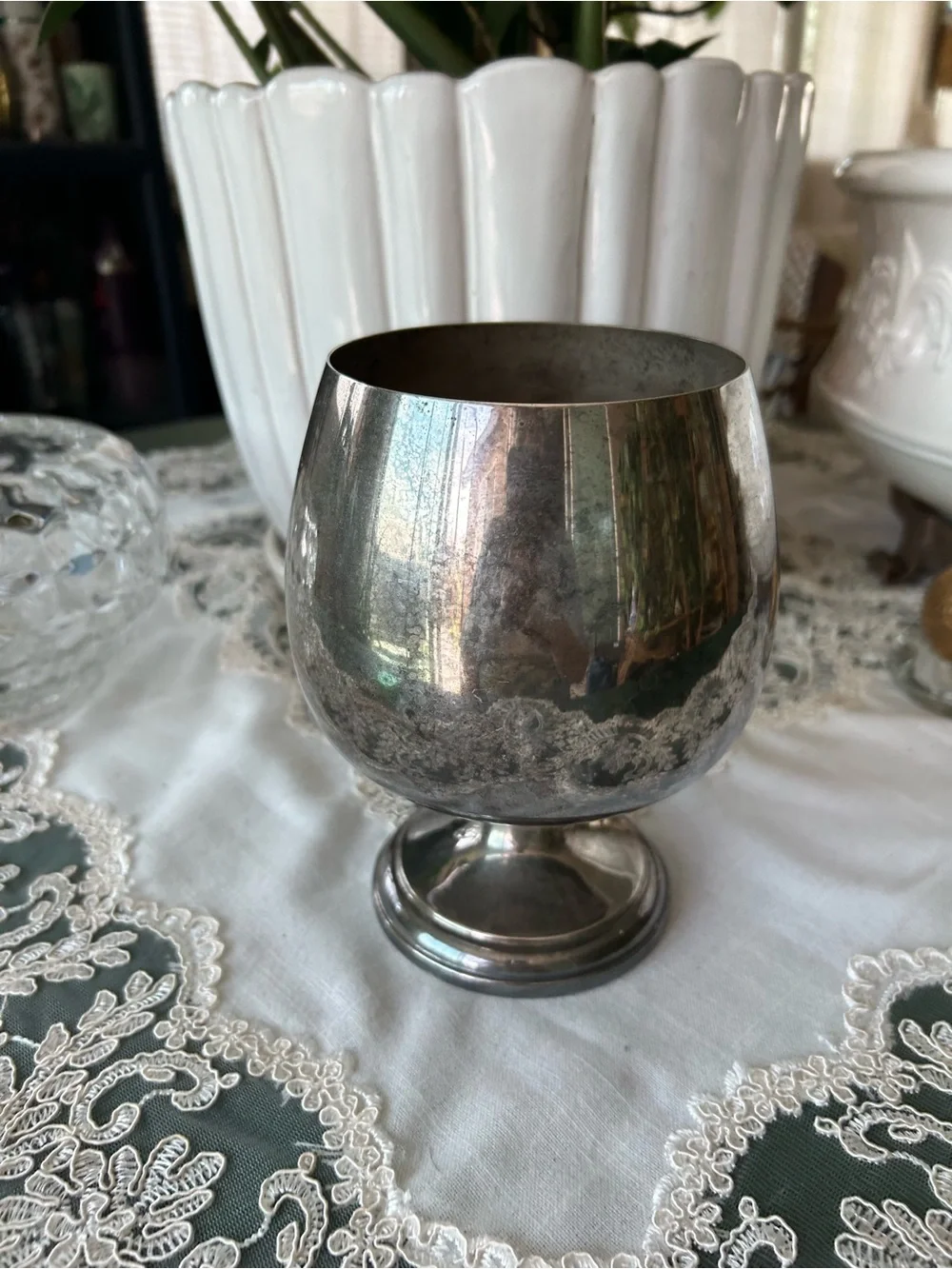 Silver Pedestal Goblet - Classic Metal Drinkware